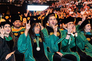 Doctoral students at commencement