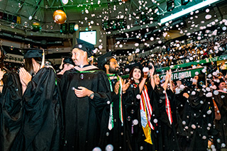 Bubbles fill air at USF commencement