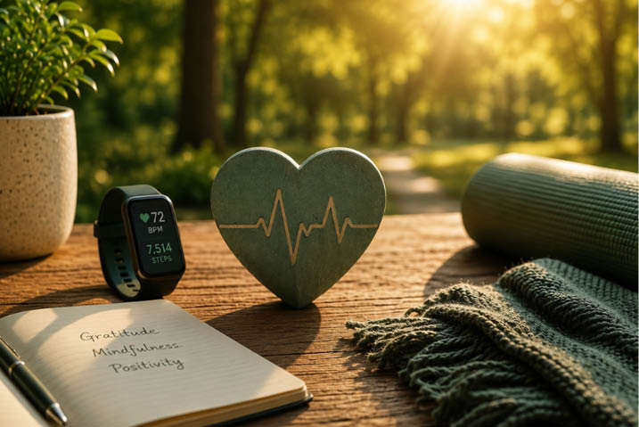Health and wellness desk setup