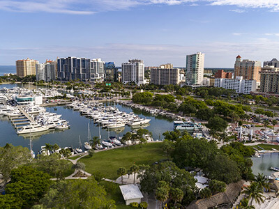 Aerial view of  downtown Sarasota.