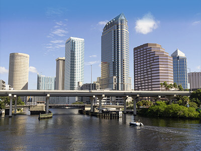 Skyline of downtown Tampa on a nice sunny day.