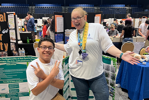 Devlin with her student at science fair
