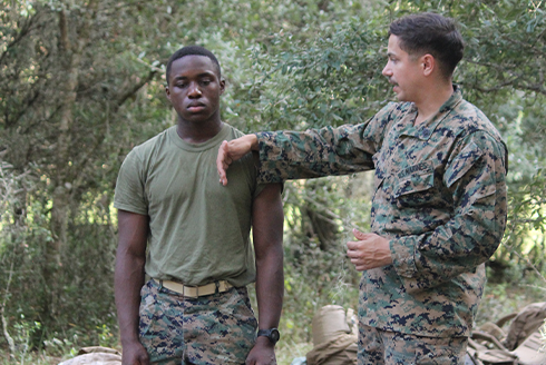 Issa training a marine